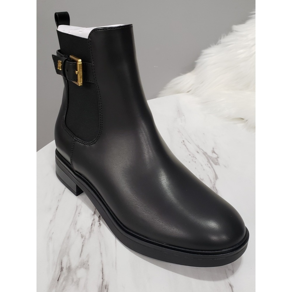NEW NO BOX 8.5 Tommy Hilfiger Baylon BLACK Ankle Bootie Zip‎ Buckle Block Heel
